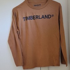 Timberland Brown Tan Logo Tee 14/16 Boys Teens Long Sleeve