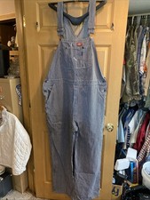 Dickies Bib Overalls Men's 44x32 Hickory Stripe Train Conductor Carpenter