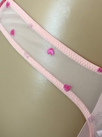 S VICTORIA'S SECRET Dream Angels Hearts & Roses Embroidery THONG Panty Lace Mesh