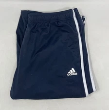 adidas Essentials Warm-up Open Hem 3-Striped Tracksuit Bottom Blue Mens Sz XLT
