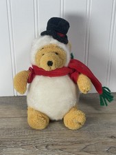 DISNEY WINNIE THE POOH Plush Beanie 2002 Snow Ball Pooh Snowman winter Christmas