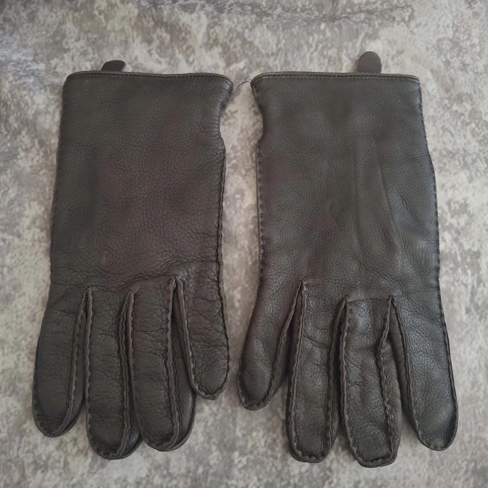 Polo Ralph Lauren Men's Leather Gloves Sz. Med. Wool & Cashmere Vintage Rare