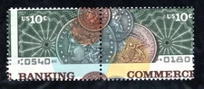 US: 1577-8 (1975) 10c - MNH - Banking/Commerce:  EFO: Color Shirt & Misperf