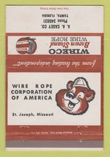 Matchbook Cover - Wireco Brown Strand Wire Rope AA Casey Tampa FL 40 Strike