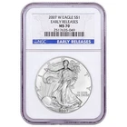 2007-W Burnished $1 American Silver Eagle NGC MS70 ER Blue Label