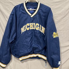 Vintage Michigan Wolverines Starter Jacket Mens XL Blue NCAA Football Pullover
