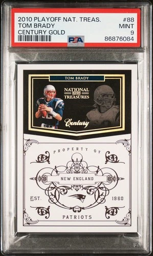2010 Playoff National Treasures Tom Brady Century Gold 2/10 PSA 9