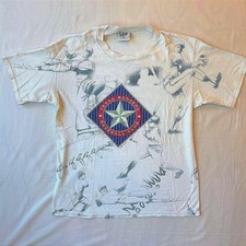 Vintage 1996 Texas Rangers AOP T-Shirt Lee Sport Made in USA Nutmeg MLB Large