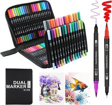72 Colors Acrylic Paint Markers, Dual Tip Acrylic Paint Pens with Brush Tip  Fi