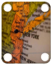 Neckplate to fit Electric Guitar Color Graphic PJ Bass Strat Map New York 1