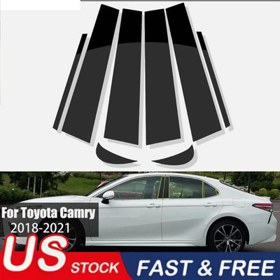 #ad For 2018 2021 Toyota Camry 8PCS Gloss Black Pillar Post Window Door Trims Covers $12.34