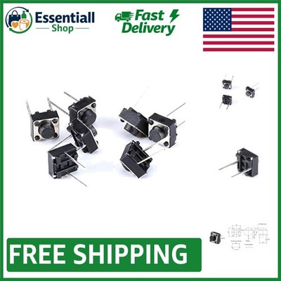 100Pcs Compact Tactile Push Button Switch 2 Pin DIP 6x6x5mm for Electronics