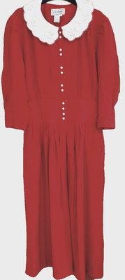 VINTAGE L.G. STERNROT COTTAGECORE MAXIKLEID PRÄRIE KRAGEN PERLENKNÖPFE GRÖSSE 16