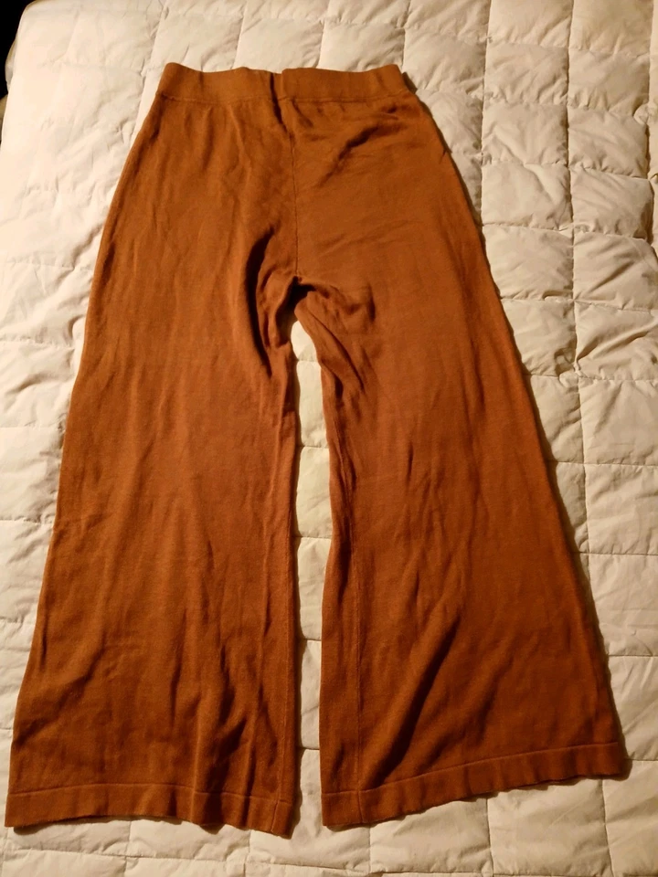 Pantalones Odeon Medianos Peruvian Connection Mujer Pierna Ancha Marrón Algodón Pima LEER Foto 4 de 4