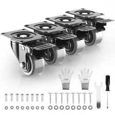 2 Inch Caster Wheels, Casters Set of 4 Heavy Duty with Brake, Swivel Industri...