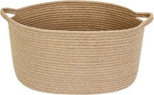 Jute Wicker Storage Basket with Handles, 17"x12"x8" Decorative Woven Baskets for
