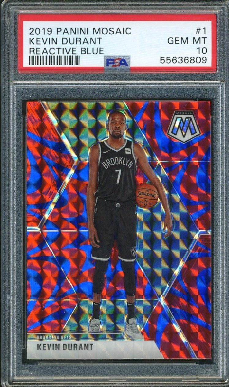 2019-20 Panini Mosaic Reactive Blue #1 KEVIN DURANT PSA 10 Brooklyn Nets