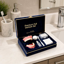premium Silicone Dentures kit Upper Lower False Teeth Set Instant Smile too