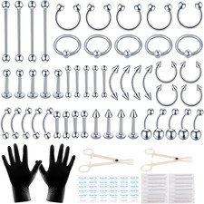 104Pcs Piercing Kit 14G16G Kit Piercing Kits for All Piercings Stainless Steel