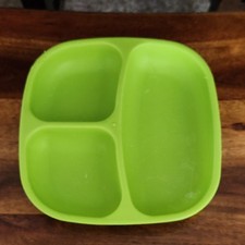 Green Divided Baby Toddler Plate with 3 Sections Sectioned Plate