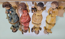 4 Engel Holz hand geschnitzt handbemalt ca. 9 cm hoch