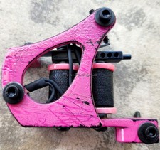 Hot Pink Black Distressed Jensen Liner Tattoo Machine Forward Handmade 155 cps