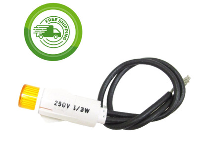 (1x) 125V / 250V - 150K Ω - 1/2'' Amber Neon Panel Mount Indicator - 6'' Leads