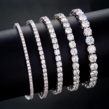 Moissanite Tennis Bracelet VVS, 2  6.5mm Iced Out 925 Sterling Silver