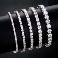 Moissanite Tennis Bracelet, 2-6.5mm Round Cut Moissanite,925 Sterling Silver