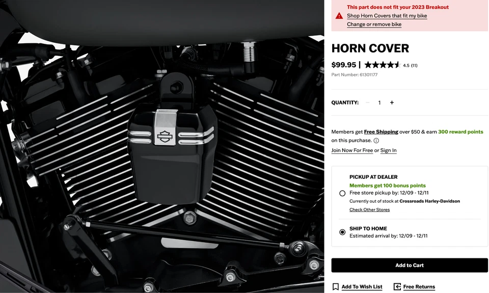 OEM Harley 93-24 Dyna Softail Touring Negro Máquina Corte Bocina Cubierta Contraste Foto 3 de 4