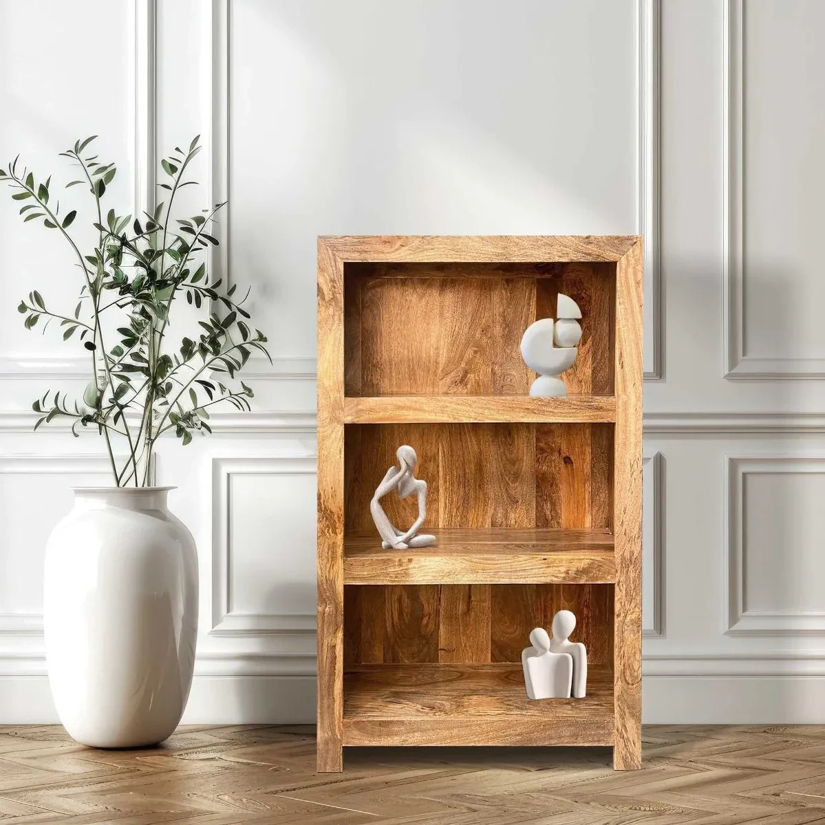 SOLID MANGO WOOD LIGHT DAKOTA MEDIUM BOOKCASE NEW INDIAN FURNITURE