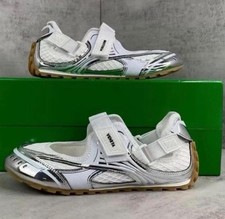 Bottega Veneta White/Silver Hook & Loop Low T...