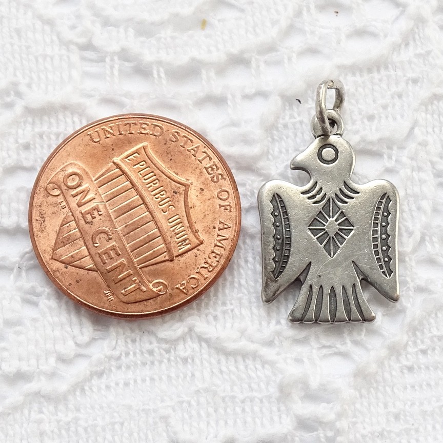Vint Native American TINY Thunderbird Charm or Pe… - image 6