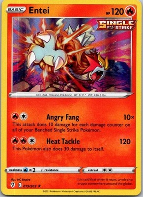 Entei Holo Rare SWSH07: Evolving Skies 019/203 NM