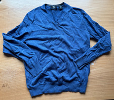 Calvin Klein Sweater Extra Fine Merino Wool Men's Medium M Blue V-Neck CK EUC