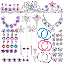 50 Piece Princess Jewelry Dress Up Toy Playset for Girls Sparkling Accessories