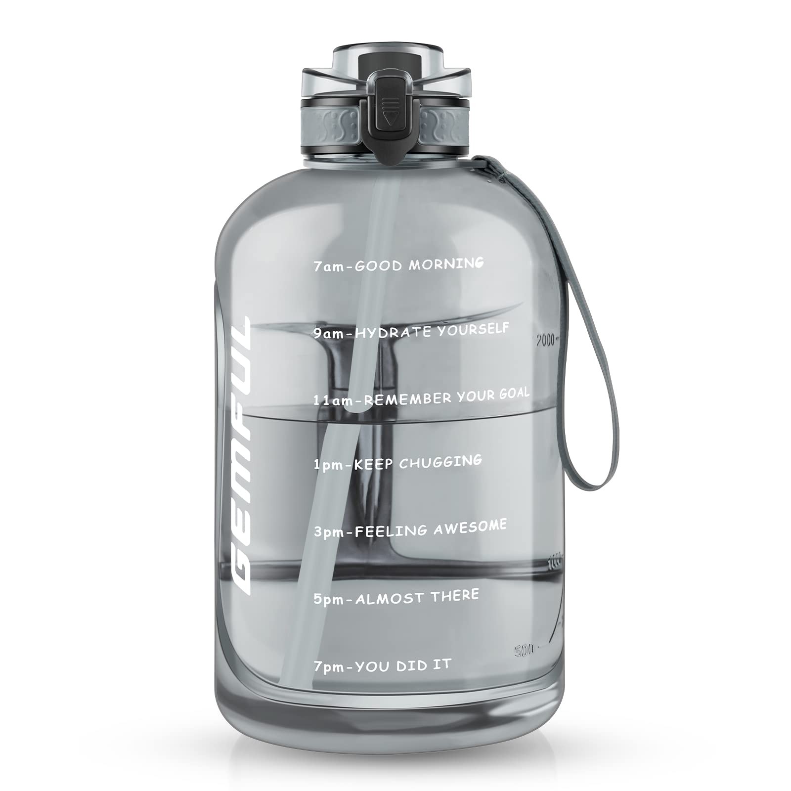 With Straw Time Marker Large 101oz Bpa-free Leakproof Ju...