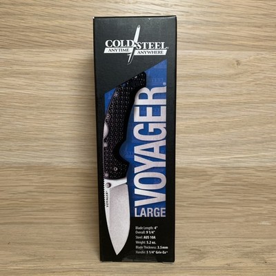 Cold Steel L Voyager Folding Knife 4'' AUS-10A Steel Blade Black Griv-Ex Handle