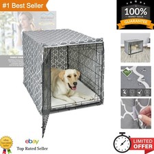 Designer Gray Dog Crate Cover with Teflon Fabric Protector - Fits 42" Crates