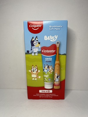 NEW Sealed COLGATE BLUEY Gift Pack Powered Toothbrush & Bubble Fruit Toothpaste