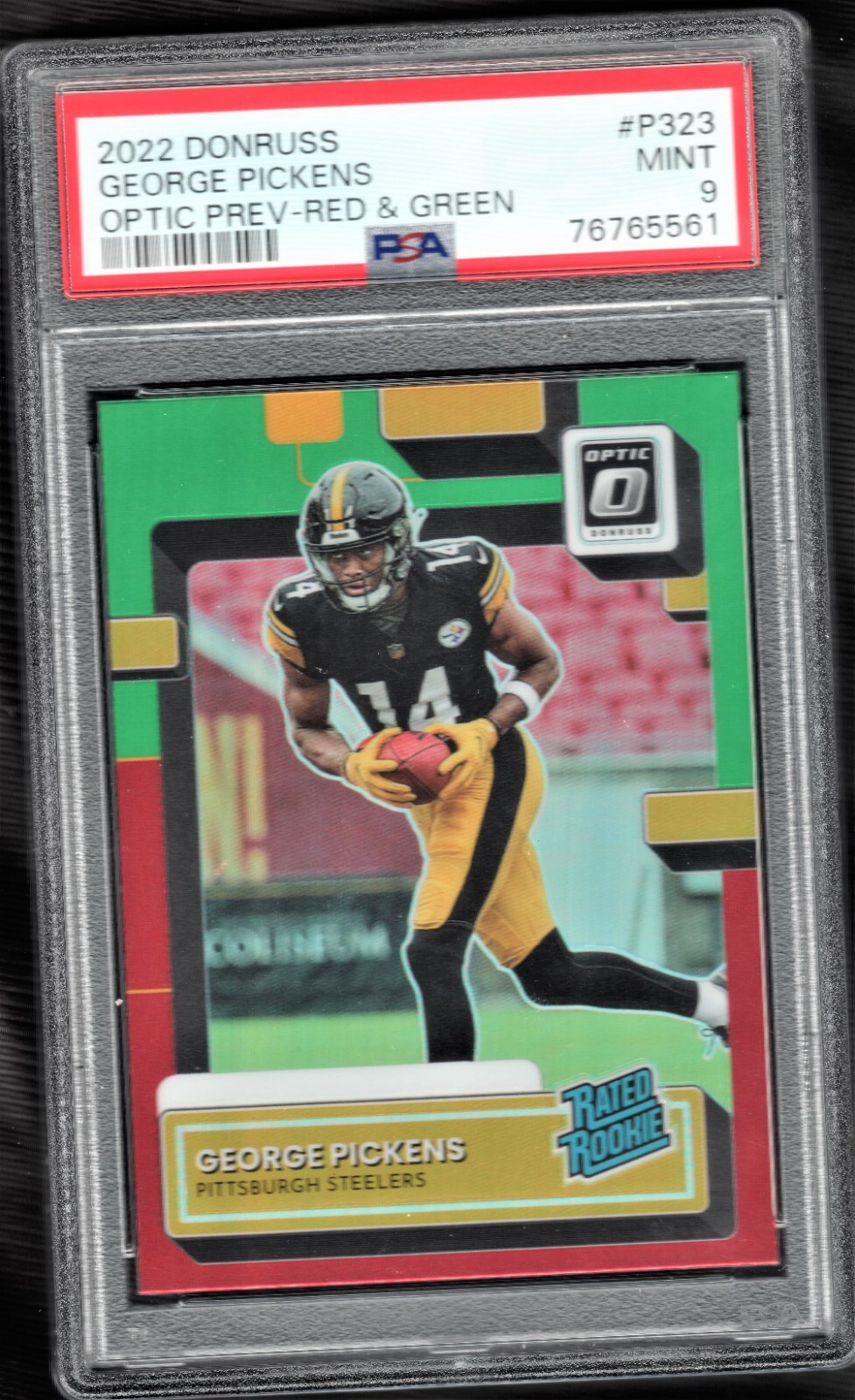 2022 Donruss Optic Preview GEORGE PICKENS RC P-323 Red Green Steelers PSA 9 Mint