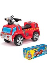 Toyrific Electric Ride-On Kids Fire Engine with Bubble Machine, Flashing Lights 