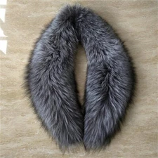 Big Silver Fox Fur Collar Fur Scarf Silver Fur Wrap Shawl Neck Warmer Cape US