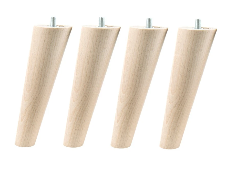 4xMöbelfüße Holz konisch Möbelbeine Gerade & Schräg Inkl. Montage Set - Bild 3 von 4