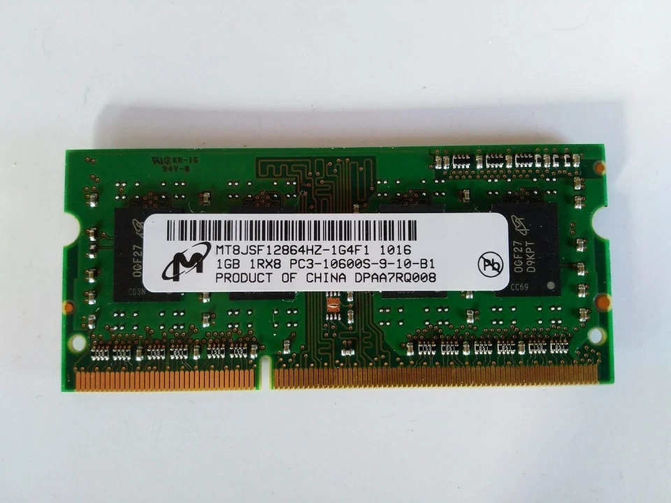 1GB DDR-1333 PC10600S DDR3 SDRAM SO-DIMM Micron MT8JSF12864HZ-1G4F1 1016 - Image 2 of 3