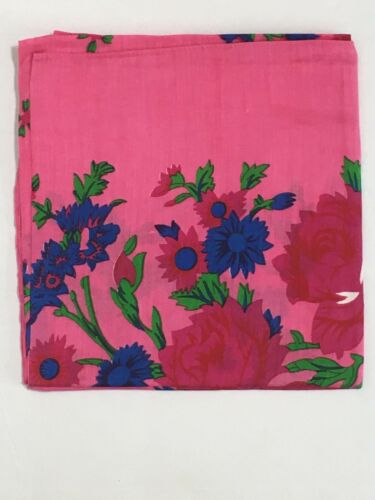 Pink Floral LARGE Square Head Scarf Jewish Hair Cover Tichel Cancer Gift Hijab - Picture 3 of 4