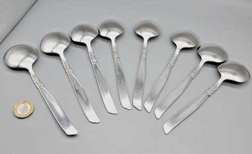 8 Vintage Oneida Community Silver Plated Soup Spoons South Seas Pattern 16.5cm - Picture 5 of 7