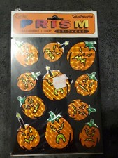 Vintage Eureka Halloween Prism Stickers Jack-O-Lanterns Pumpkins One Sheet NOS
