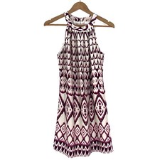 Skies Are Blue Women s Size XS Purple White Ernest Print Mini Shift Boho Dress