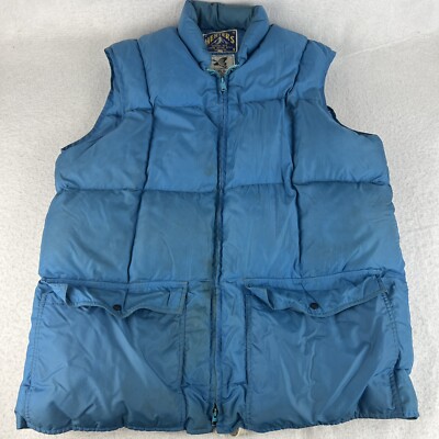 Herters Hudson Bay Goose Down Vest Size XL Jacket Thick Puffer Blue